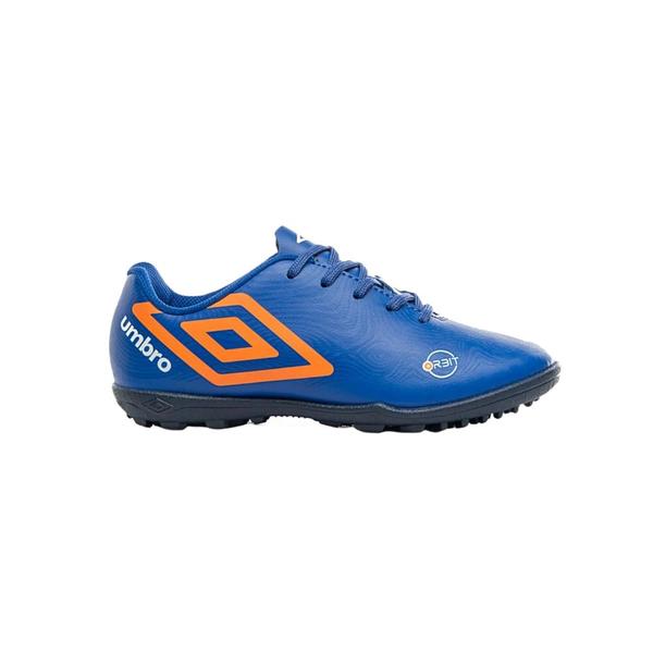 Imagem de Chuteira Society Umbro Orbit JR Royal Laranja e Branco - Infantil