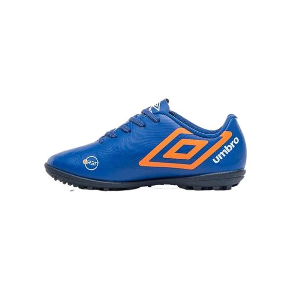 Imagem de Chuteira Society Umbro Orbit JR Royal Laranja e Branco - Infantil