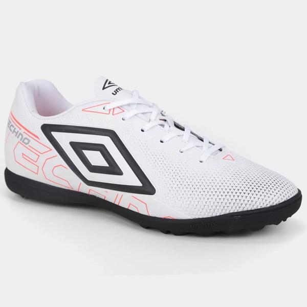 Imagem de Chuteira Society Umbro Techno Unissex - Branco e Laranja