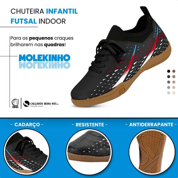 Imagem de Chuteira Tênis Infantil Molekinho Futsal Indoor Quadra Confortável Resistente