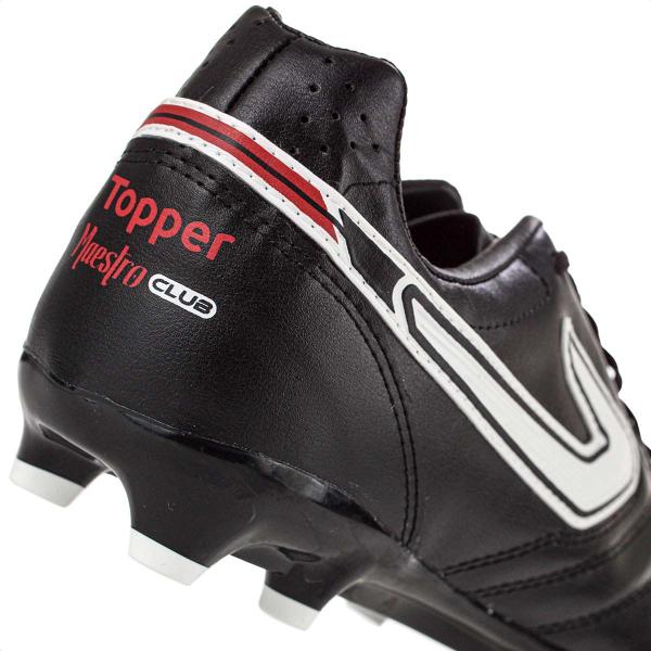 Imagem de Chuteira Topper Campo Maestro Club V Preto Branco e Vermelho - Masculino