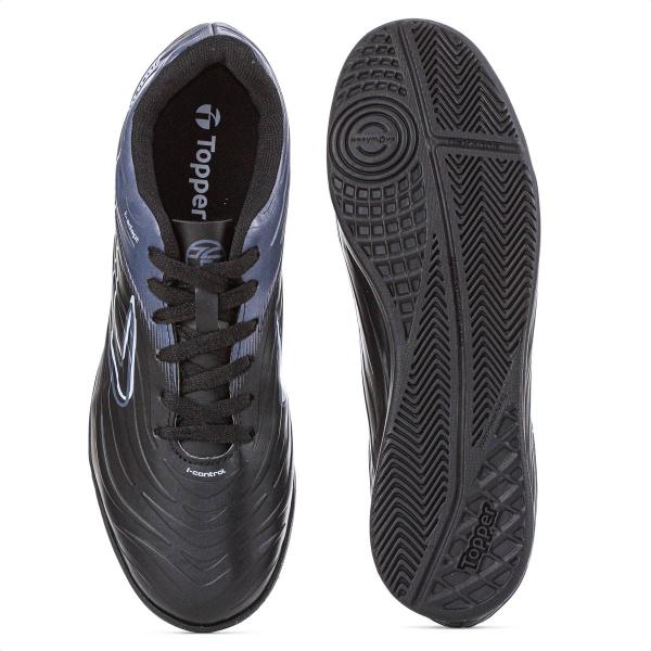 Imagem de Chuteira Topper Futsal Forza III Preto Chumbo e Branco - Masculino