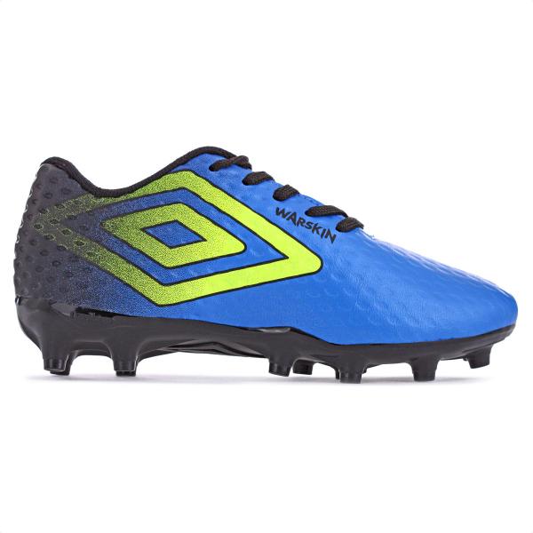 Imagem de Chuteira Umbro Campo Warskin JR Azul Limão e Preto - Infantil