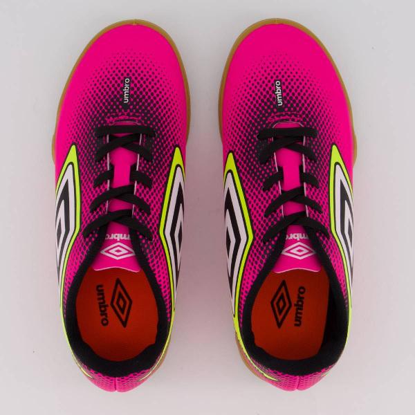 Imagem de Chuteira Umbro Cannon Futsal Juvenil Rosa Fluorescente