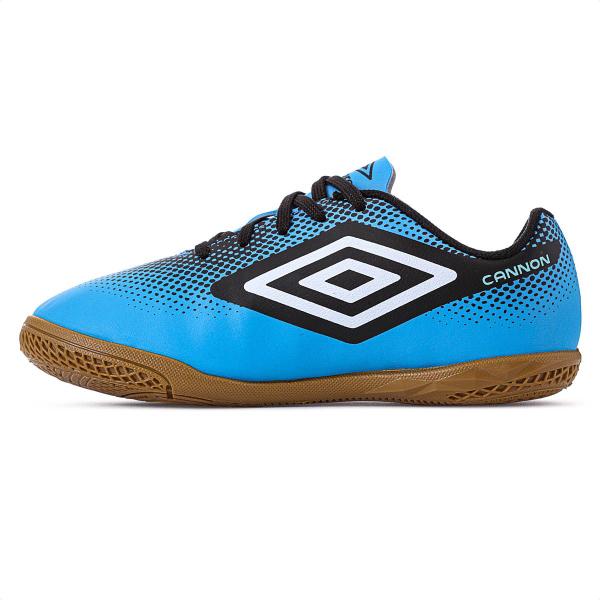 Imagem de Chuteira Umbro Futsal Cannon Jr Azul Preto e Branco - Infantil