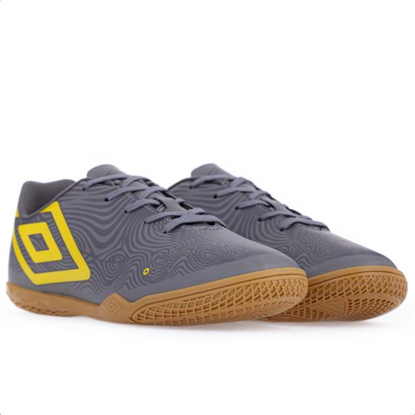 Imagem de Chuteira Umbro Futsal Orbit Grafite Amarelo e Preto - Masculino