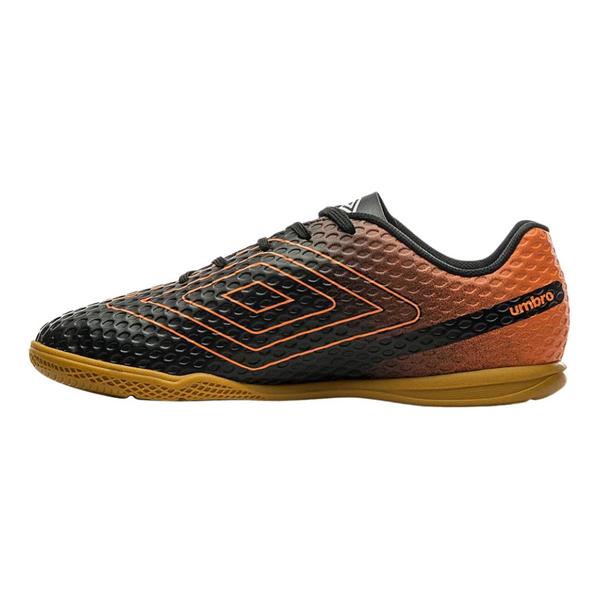 Imagem de Chuteira Umbro Futsal Warskin Preto e Laranja - Masculino