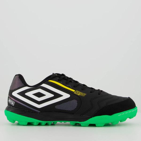 Imagem de Chuteira Umbro Pro 5 Bump Club Brfutsal Society Preta e Verde