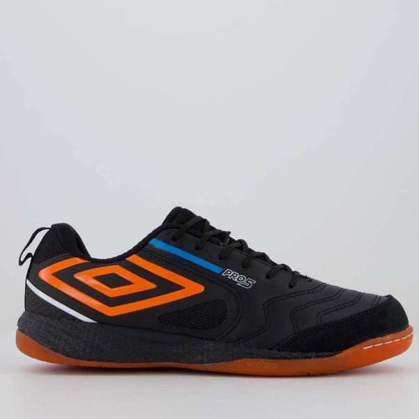 Imagem de Chuteira Umbro Pro 5 Bump Futsal Preta e Laranja