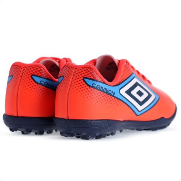 Imagem de Chuteira Umbro Society Cannon JR Coral Vermelho e Azul - Infantil