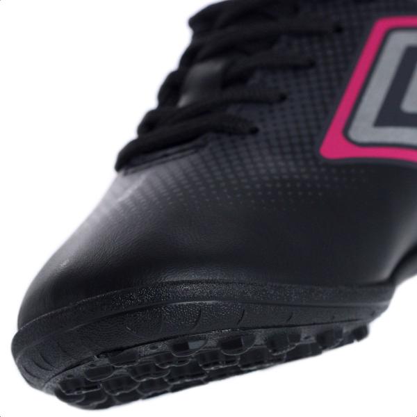 Imagem de Chuteira Umbro Society Cannon JR Preto Cinza e Rosa - Infantil