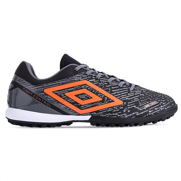 Imagem de Chuteira Umbro Society Gravity Preto Grafite e Laranja - Masculino