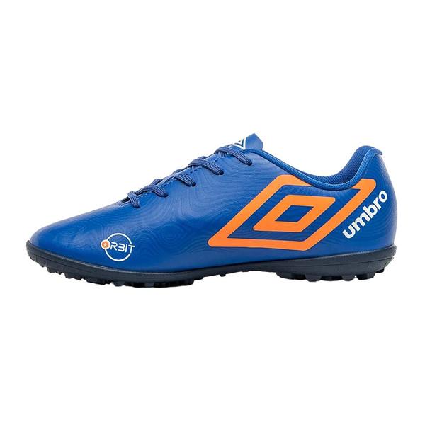 Imagem de Chuteira Umbro Society Orbit Azul e Laranja - Masculino