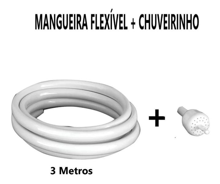 Imagem de Chuveirinho + Mangueira Flexível 6x1,0mm 3 Metros Lorenzetti