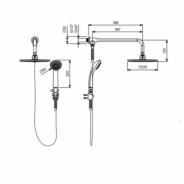 Imagem de Chuveiro 22cm com Desviador e Ducha Manual Life Cromado