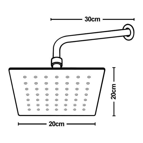 Imagem de Chuveiro A Gas Aquecedor Ducha Piscina 20X20 Quadrada Preto