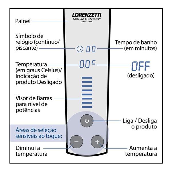 Imagem de Chuveiro Acqua Century Digital Preto Cromado 7500W Lorenzetti 220V