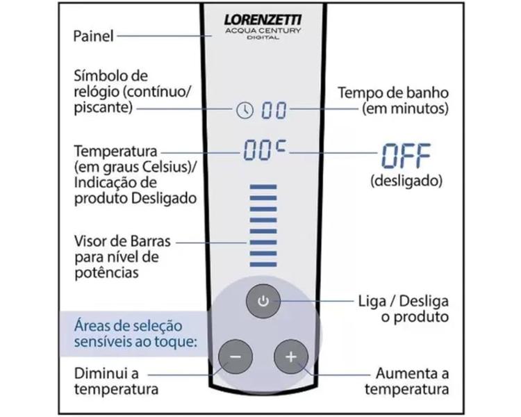 Imagem de Chuveiro Acqua Century Digital Preto Cromado Lorenzetti