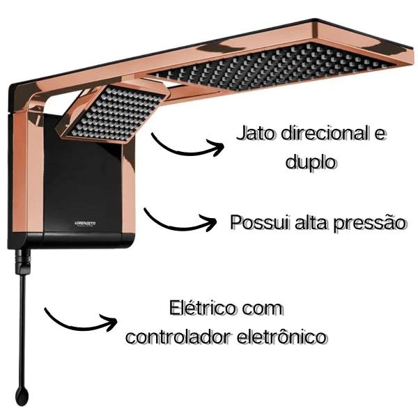 Imagem de Chuveiro acqua duo preto e rose gold 220v/7800w lorenzetti