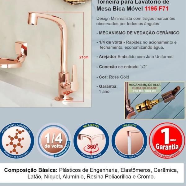 Imagem de Chuveiro Acqua Duo Rose Gold + Torneira Cuba + Kit 6 Peças