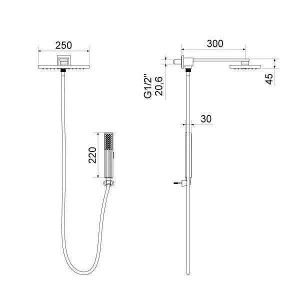Chuveiro Axiom Slim 1989 C 210 30cm - Meber Metais Imagem de Chuveiro Axiom Slim 1989 C 210 30cm