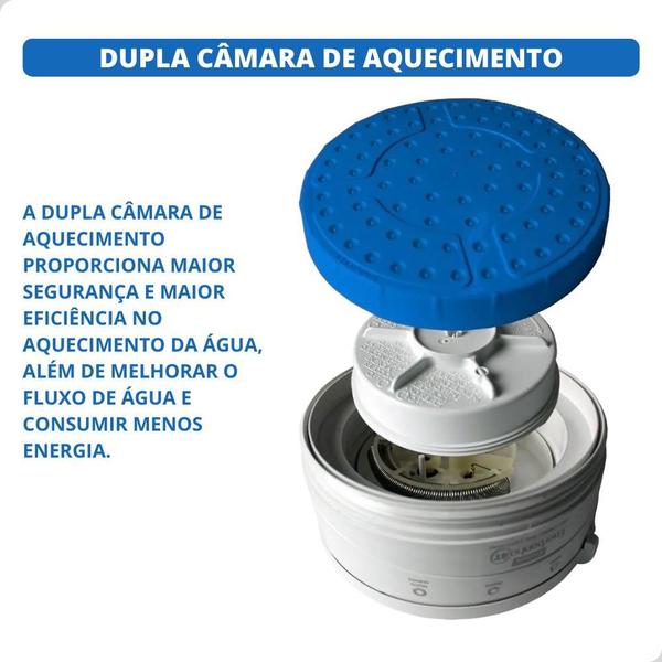 Imagem de Chuveiro Azul 4 Temperaturas Ducha 127v 5500w Com Braço