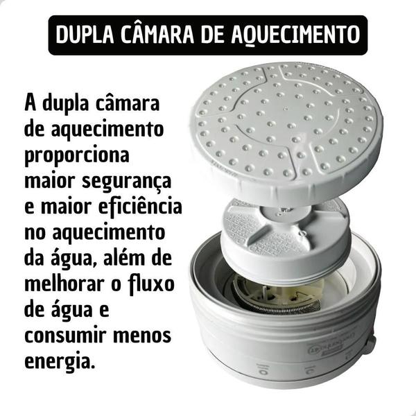 Imagem de Chuveiro Branco 4 Temperaturas Ducha 127V 5500W Com Braço