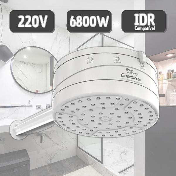 Imagem de Chuveiro Branco 4 Temperaturas Ducha 220V 6800W Com Braço