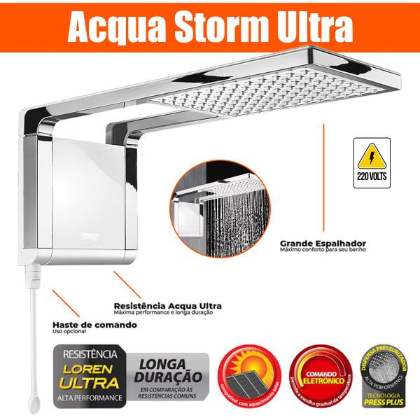 Imagem de Chuveiro Custo Benefício White Cromado Acqua Storm Ultra 220v 7800w