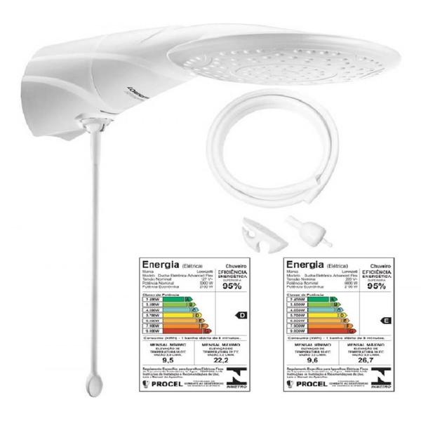 Chuveiro de parede Lorenzetti Advanced Eletrônico 5500W 127V Imagem de Chuveiro de parede Lorenzetti Advanced Eletrônico 5500W 127V