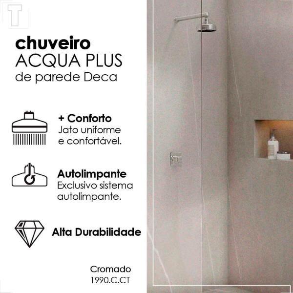 Chuveiro deca acqua plus c/tubo parede 1990.c.ct cromado Imagem de Chuveiro deca acqua plus c/tubo parede 1990.c.ct cromado