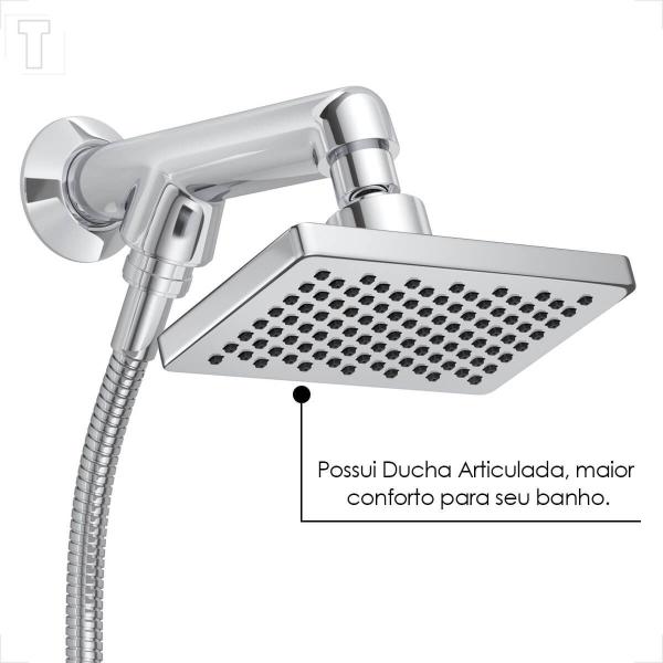 Imagem de Chuveiro deca flex c/ desviador e ducha manual retangular 1965.c cromado