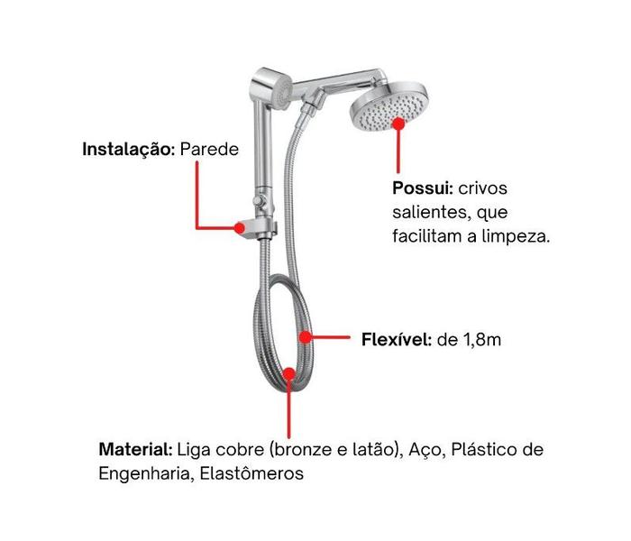 Imagem de Chuveiro Deca Flex com Desviador e Ducha Manual 1955.C