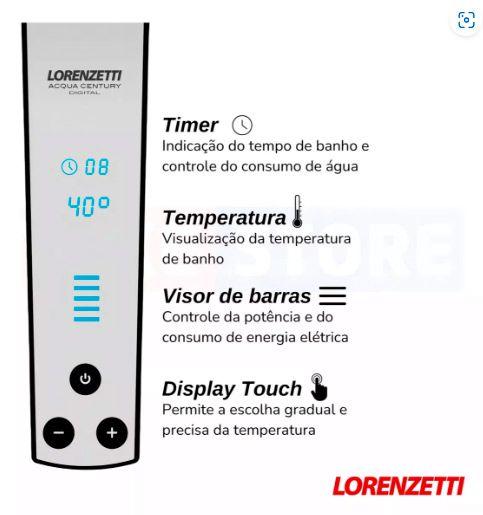 Imagem de Chuveiro Ducha Acqua Century Cromo/Preto Lorenzetti