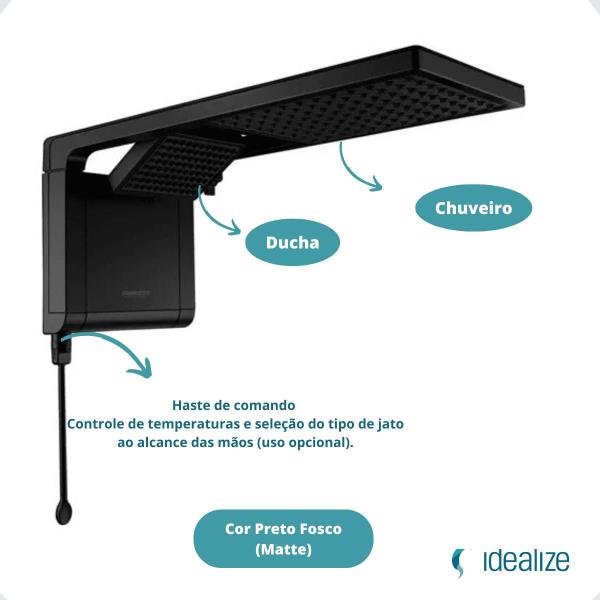 Imagem de Chuveiro Ducha Acqua Duo Preto Fosco Matte Black 220v 7800w Lorenzetti