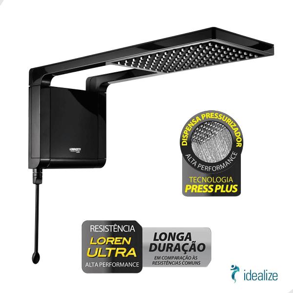 Imagem de Chuveiro Ducha Acqua Storm Ultra Preto Black 127v 5500w Lorenzetti