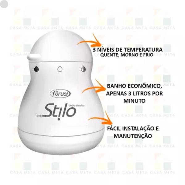 Imagem de Chuveiro Ducha Elétrica Stilo 3t 220v 5400w Branco Forusi