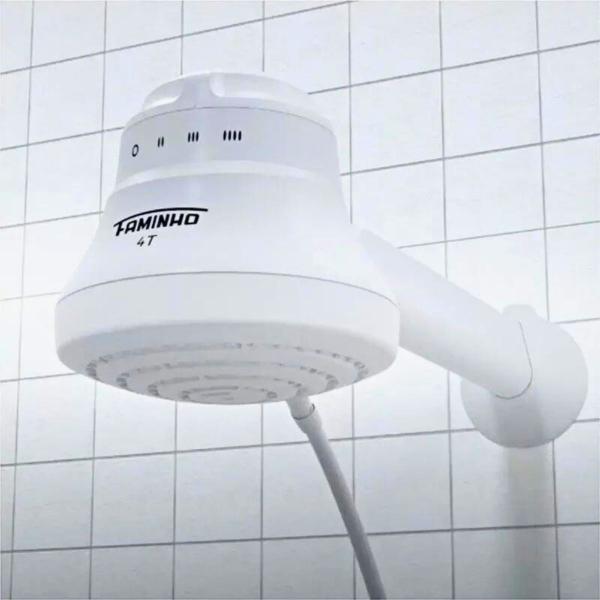 Imagem de Chuveiro Ducha Elétrico Fame 110v 5.400w Faminho 4 Temperaturas com Cano - Branco