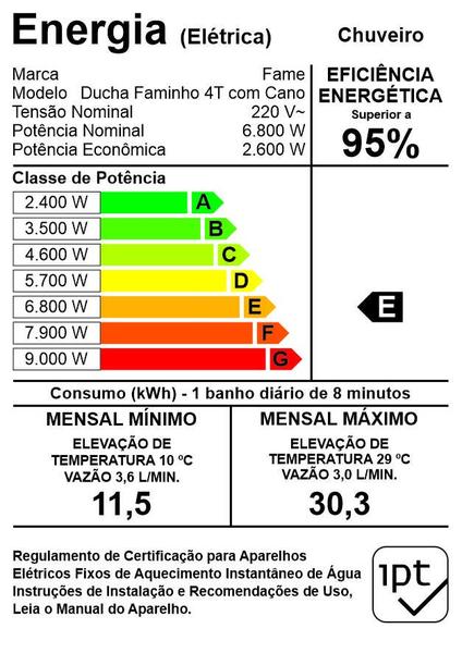 Imagem de Chuveiro Ducha Elétrico Faminho C/ Braço Preto 4T Fame Black