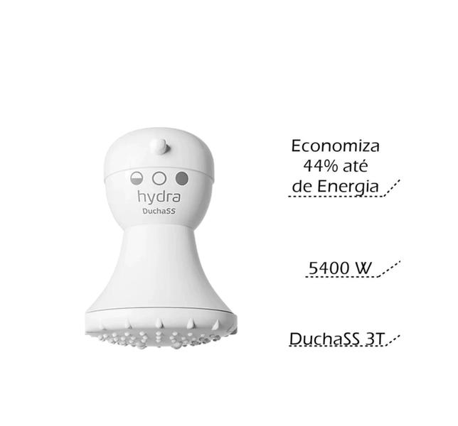 Imagem de Chuveiro Ducha Elétrico Hydra SS 220v 5200w 3T Branco Corona