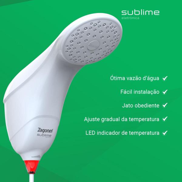 Imagem de Chuveiro Ducha Eletrônica Sublime Branco Zagonel 220v