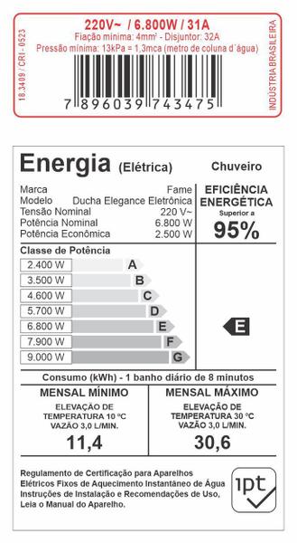 Chuveiro Ducha Eletrônico Elegance Preto Black Grande Fame Imagem de Chuveiro Ducha Eletrônico Elegance Preto Black Grande Fame