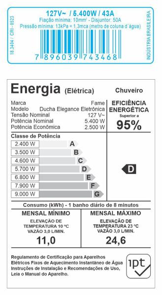 Chuveiro Ducha Eletrônico Elegance Preto Black Grande Fame Imagem de Chuveiro Ducha Eletrônico Elegance Preto Black Grande Fame