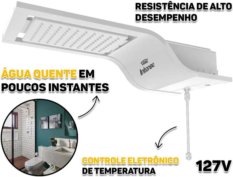 Imagem de Chuveiro Ducha Intense Eletrônico Para Parede Branco Jato Intenso Com Controle De Temperatura Fame