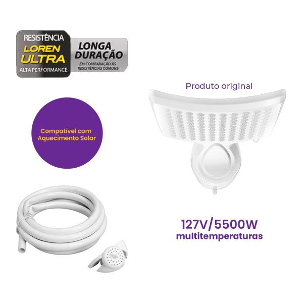 Imagem de Chuveiro Ducha Loren Shower Ultra Multitemperaturas 5500w 127v Lorenzetti