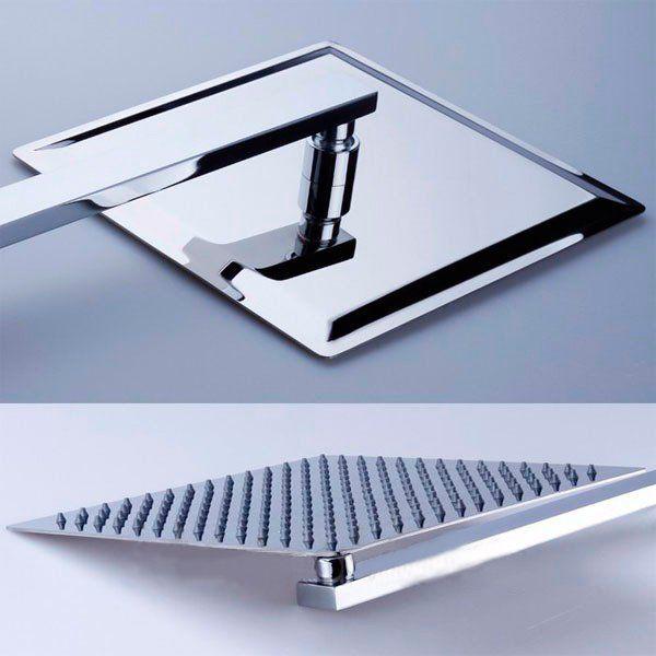 Imagem de Chuveiro Ducha Metal Quadrada Inox Slim 25cm Braço Quadrado GH032