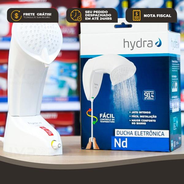 Chuveiro Ducha Nd Eletrônica 7700w 220v Jato Intenso Hydra Imagem de Chuveiro Ducha Nd Eletrônica 7700w 220v Jato Intenso Hydra