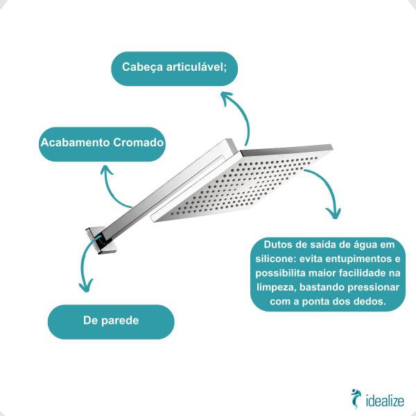 Imagem de Chuveiro Ducha Parede Loren Quadra Plus 7025 C16 Dn15 Cromado Lorenzetti