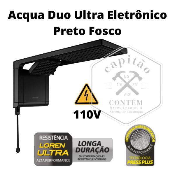 Imagem de Chuveiro E Ducha Elétrico Parede Acqua Ultra Duo Preto Fosco 110V 5500W Lorenzetti