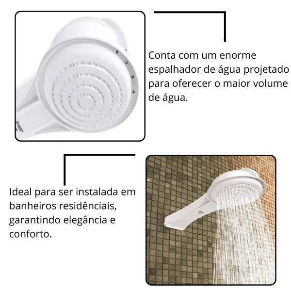 Imagem de Chuveiro elétrico de parede Fame Elegance branco 4T 5400w 127v